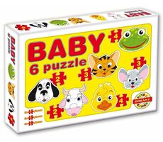DOHÁNY Baby puzzle Zvířecí hlavičky 6v1 / 2-4 dílky / od 2 let