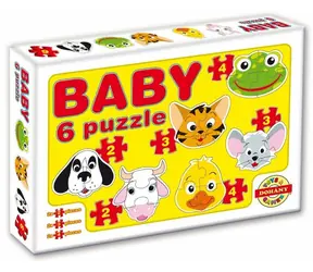 DOHÁNY Baby puzzle Zvířecí hlavičky 6v1 / 2-4 dílky / od 2 let