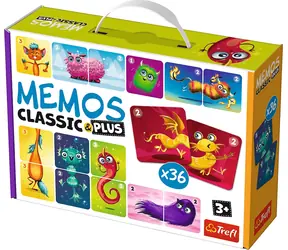 Trefl - Pexeso Classic&Plus - Roztomilé příšerky 3v1 / 20 minut / 2-4 hráči / od 3 let