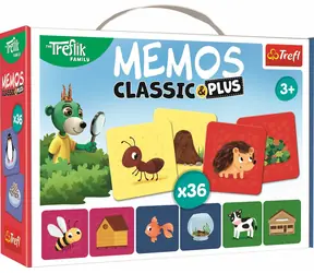 Trefl - Pexeso Classic&Plus - Zvířátka a jejich domečky 3v1 / 20 minut / 2-4 hráči / od 3 let