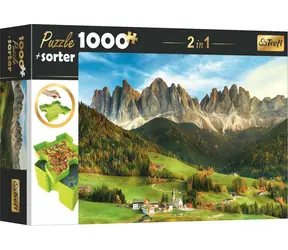 Trefl - Puzzle - 2v1 Dolomity, Itálie s třídičem / 1000 dílků / 68.3 x 48 cm / věk 12+