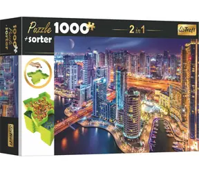 Trefl - Puzzle - 2v1 Noční Dubaj s třídičem / 1000 dílků / 68.3 x 48 cm / věk 12+