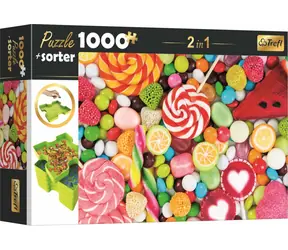 Trefl - Puzzle - 2v1 Sladkosti s třídičem / 1000 dílků / 68.3 x 48 cm / věk 12+