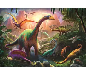 Trefl - Puzzle - Svět dinosaurů / 100 dílků / 41 x 27.8 cm / věk 5+
