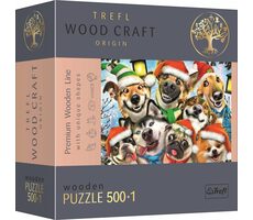 Trefl Wood Craft Origin - Puzzle - Vánoční Psi / 501 dílků / 37.5 x 25.4 cm / věk 14+