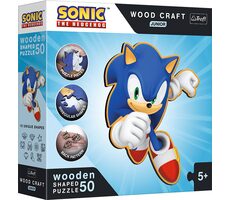 Trefl Wood Craft Junior - Puzzle - Chytrý Ježek Sonic / 50 dílků / 28.3 x 51.9 cm / věk 3+