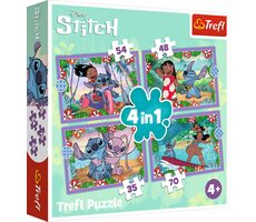 Trefl - Puzzle - Lilo&Stitch: Bláznivý den 4v1 / 35|48|54|70 / 28.5 x 20x5 cm / věk 4+