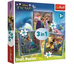 Trefl - Puzzle - Encanto: Postavy 3v1 / 20|26|50 dílků / 20 x 19.5 cm / věk 3+