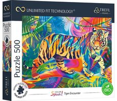 Trefl - Puzzle - UFT Color Splash: Setkání s tygrem / 500 dílků / 48 x 34 cm / věk 10+