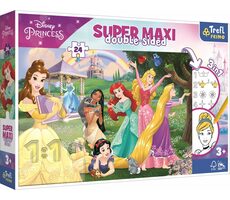 Trefl - Puzzle - Oboustranné puzzle Veselé princezny SUPER MAXI / 24 dílků / 60 x 40 cm / věk 3+