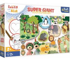 Trefl - Puzzle - Oboustranné puzzle Treflíci a mláďata v ZOO SUPER GIANT / 15 dílků / 60 x 40 cm / věk 2+