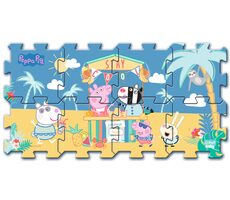Trefl - Puzzle - Pěnové puzzle Prasátko Peppa: Letní prázdniny / 117 x 60 cm / 28.5 x 28.5 cm / věk 2+