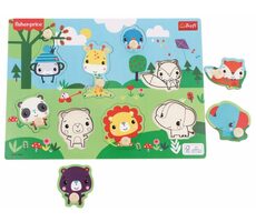 Trefl - Vkládačka - Dřevěná vkládačka Fisher Price: Divoká zvířátka / věk 18 měsíců+