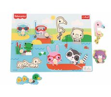 Trefl - Vkládačka - Dřevěná vkládačka Fisher Price: Divoká zvířátka / věk 18 měsíců+