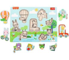 Trefl - Vkládačka - Dřevěná vkládačka Fisher Price Zvířátka / 18 měsíců+