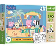 Trefl - Puzzle - Oboustranné puzzle Prasátko Peppa MAXI EKO / 30 dílků / 58 x 40 cm / věk 3+