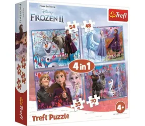 Trefl - Puzzle - Ledové království 2: Cesta do neznáma 4v1 / 35|48|54|70 dílků / 20.5 x 28.5 cm / věk 4+
