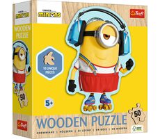 Trefl - Puzzle - Dřevěné obrysové puzzle Mimoni: Šílený Mimoň / 50 dílků / 20.8 x 27.4 cm / věk 5+