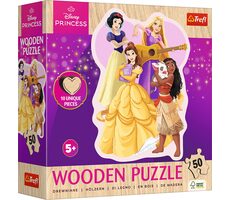 Trefl - Puzzle - Dřevěné obrysové puzzle Disney: Krásné princezny / 50 dílků / 21.3 x 27.9 cm / věk 5+