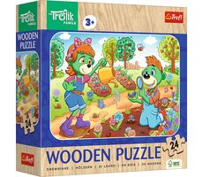 Trefl - Puzzle - Dřevěné puzzle Treflíci: Seznamte se s rodinou / 24 dílků / 28 x 19.5 cm / věk 3+