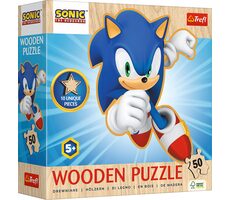 Trefl - Puzzle - Dřevěné obrysové puzzle Sonic: Veselý Sonic / 50 dílků / 22.4 x 28 cm / věk 5+