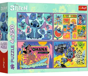 Trefl - Puzzle - Stitch / 4x 250 dílků / 33.9 x 23.9 cm / věk 12+