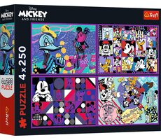 Trefl - Puzzle - Příhody Mickeyho Mouse a přátel / 4x 250 dílků / 33.9 x 23.9 cm / věk 12+