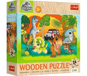 Trefl - Puzzle - Dřevěné puzzle Jurský svět: Seznam se s dinosaury / 24 dílků / 28 x 19.5 / věk 3+