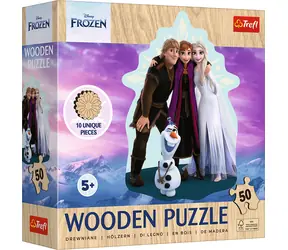 Trefl - Puzzle - Dřevěné obrysové puzzle Ledové království: Prima parta / 50 dílků / 22.4 x 28 cm / věk 5+