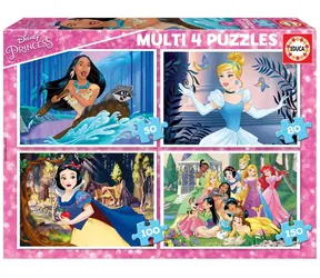 EDUCA Puzzle Disney princezny 4v1 (50 & 80 & 100 & 150 dílků) / od 5 let