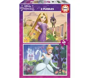EDUCA Puzzle Disney princezny: Locika a Popelka / 2x48 dílků / od 3 let