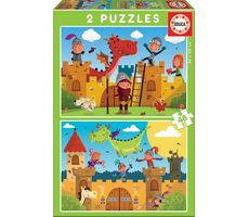 EDUCA Puzzle Draci a rytíři / 2x48 dílků / od 4 let 