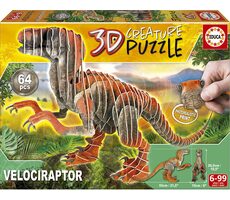 EDUCA 3D puzzle Velociraptor / 64 dílků / od 6 let