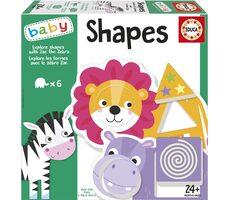 EDUCA Baby vkládačka Prozkoumej tvary se zebrou Zakem / 6x2 dílky / od 2 let