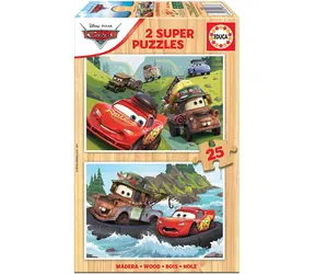 EDUCA Dřevěné puzzle Auta / 2x25 dílků / od 3 let