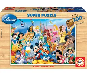 EDUCA Dřevěné puzzle Báječný svět Disney / 100 dílků / od 6 let