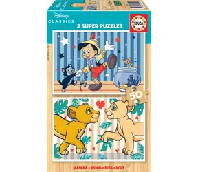 EDUCA Dřevěné puzzle Disney klasika / 2x50 dílků / od 4 let