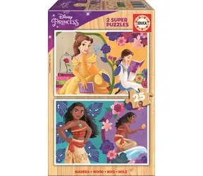 EDUCA Dřevěné puzzle Disney princezny / 2x25 dílků / od 3 let 