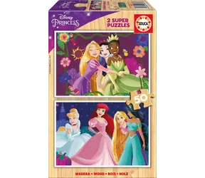 EDUCA Dřevěné puzzle Disney princezny / 2x50 dílků / od 4 let 