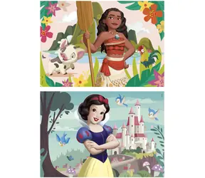 EDUCA Dřevěné puzzle Disney princezny: Vaiana a Sněhurka / 2x50 dílků / od 4 let
