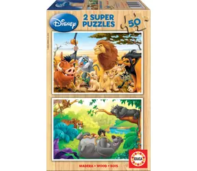 EDUCA Dřevěné puzzle Disney Zvířecí kamarádi / 2x50 dílků / od 4 let