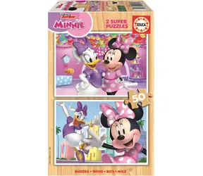 EDUCA Dřevěné puzzle Minnie a Daisy / 2x50 dílků / od 4 let