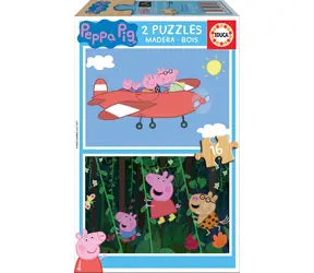 EDUCA Dřevěné puzzle Prasátko Peppa / 2x16 dílků / od 3 let