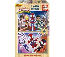 EDUCA Dřevěné puzzle Spidey a jeho úžasní přátelé / 2x16 dílků / od 3 let