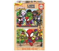 EDUCA Dřevěné puzzle Spidey a jeho úžasní přátelé / 2x25 dílků / od 3 let