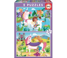 EDUCA Puzzle Jednorožci a víly / 2x20 dílků / od 3 let