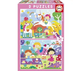 EDUCA Puzzle Jednorožci a Víly / 2x48 dílků / od 4 let