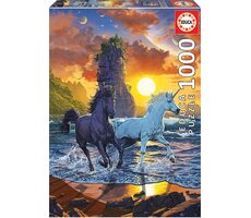 EDUCA Puzzle Jednorožci na pláži / 1000 dílků / od 12 let