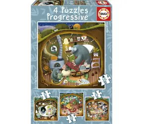 EDUCA Puzzle Lesní příběhy 4v1 / (12 & 16 & 20 & 25 dílků) / od 3 let