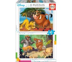 EDUCA Puzzle Lví král a Kniha džunglí / 2x20 dílků / od 3 let